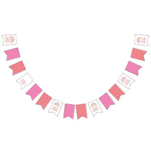 Rosa Rainbow Birthday Banner - anpassad namnbindni Vimplar