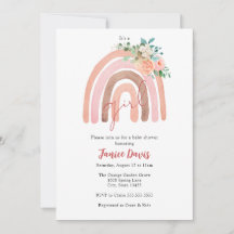 Rosa Rainbow, Boho Girl Baby Shower-inbjudan