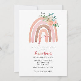 Rosa Rainbow, Boho Girl Baby Shower-inbjudan Inbjudningar