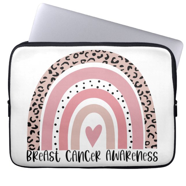 Rosa Rainbow Breast Cancer Awareness Laptop Fodral (Framsidan)
