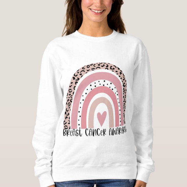 Rosa Rainbow Breast Cancer Awareness T Shirt (Framsida)