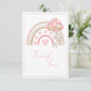 Rosa Rainbow Bunny Rabbit Baby Shower Tack Kort