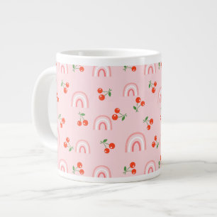 Rosa Rainbow Cherry Mönster Jumbo Mugg