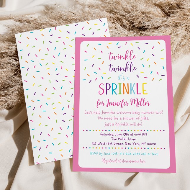 Rosa Rainbow Girl Baby Sprinkle Inbjudningar (Skapare uppladdad)