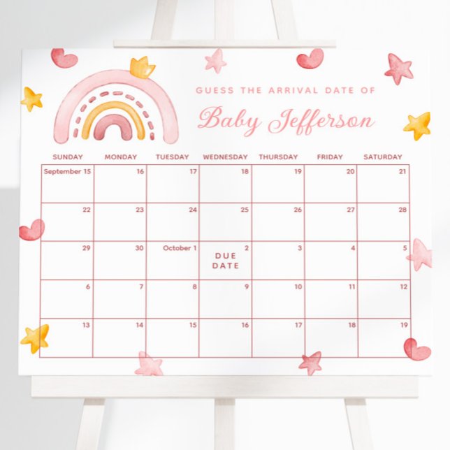 Rosa Rainbow Gissa förfallodatum - kalender efter Poster (Skapare uppladdad)