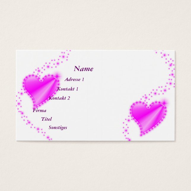 rosa Rainbow Heart med stjärnor Visitkort (Framsidan)