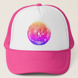 Rosa Rainbow Metallic Disco Boll Truckerkeps