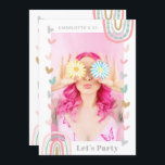 Rosa Rainbow Modern Boho 21:a födelsedagen Party Inbjudningar<br><div class="desc">Rosa Rainbow Modern 21:a födelsedagsbjudan har ett modernt och unikt foto på 20:e inbjudningskort för första part. Perfekt till inbjudan familj och vänner till firande. Skicka dessa till gästerna med lila text "(Namn) 21 Låt oss Party" med fotot på framsidan i en regnbåge och kärlek i ram. På motsatt sida...</div>