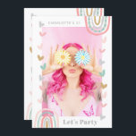 Rosa Rainbow Modern Boho 21:a födelsedagen Party Inbjudningar<br><div class="desc">Rosa Rainbow Modern 21:a födelsedagsbjudan har ett modernt och unikt foto på 20:e inbjudningskort för första part. Perfekt till inbjudan familj och vänner till firande. Skicka dessa till gästerna med lila text "(Namn) 21 Låt oss Party" med fotot på framsidan i en regnbåge och kärlek i ram. På motsatt sida...</div>
