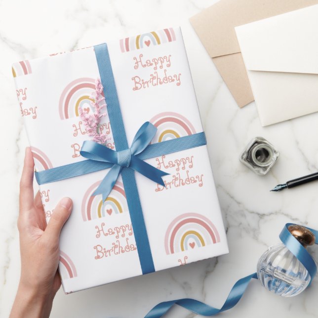 Rosa Rainbow Mönster Presentpapper (Gifting)