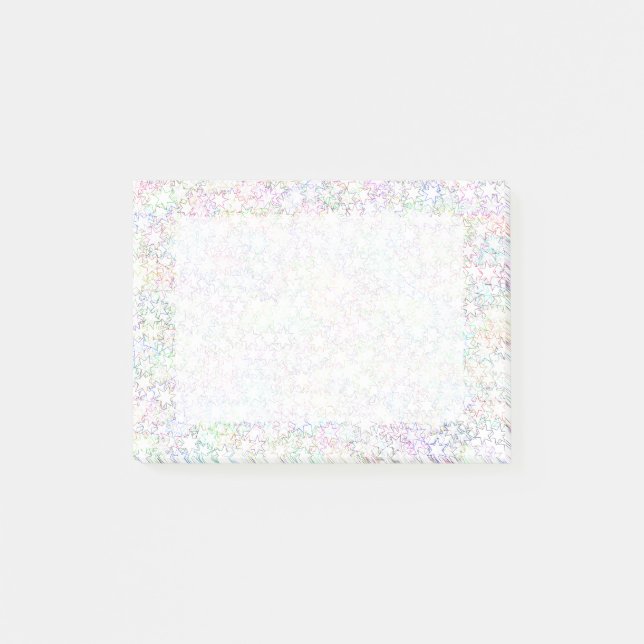 Rosa Rainbow och White Star Cluster Kawaii Girl Post-it Block (Framsida)
