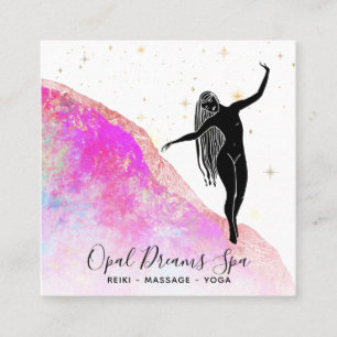 *~* Rosa Rainbow Opal Goddess Celestial Mystical Fyrkantigt Visitkort