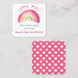 Rosa Rainbow Round Square Play-datumkort Fyrkantigt Visitkort