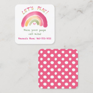 Rosa Rainbow Round Square Play-datumkort Fyrkantigt Visitkort
