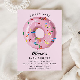 Rosa Rainbow Sprinkle Donut Baby Shower Inbjudningar