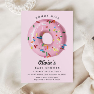 Rosa Rainbow Sprinkle Donut Baby Shower Inbjudningar
