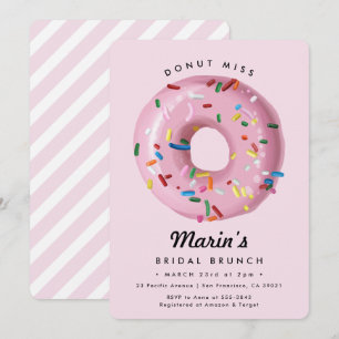 Rosa Rainbow Sprinkle Donut Möhippa Inbjudningar