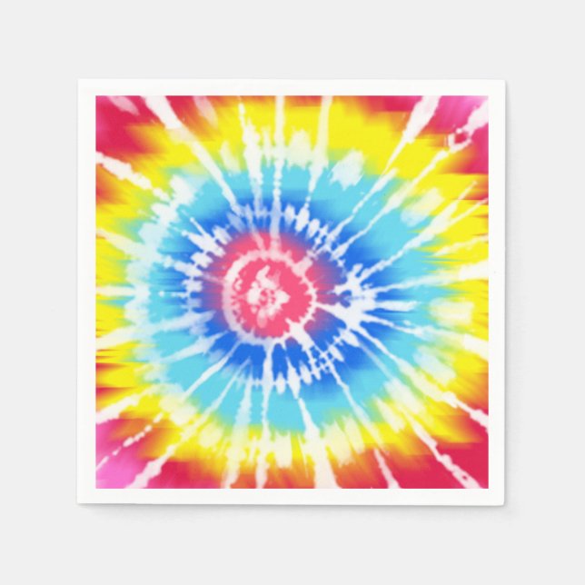 Rosa Rainbow Tie Dye Spiral Party Pappersservett (Framsidan)