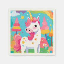 Rosa Rainbow Unicorn Birthday Napkin