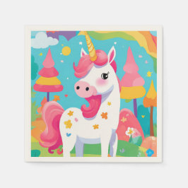 Rosa Rainbow Unicorn Birthday Napkin Pappersservett