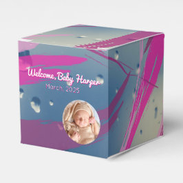 Rosa Raindrop Penseldrag Godis Favor Box Presentaskar