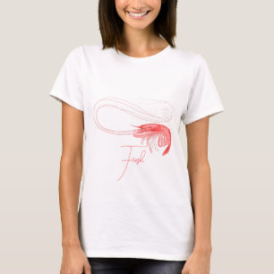 Rosa räka anpassad text t shirt