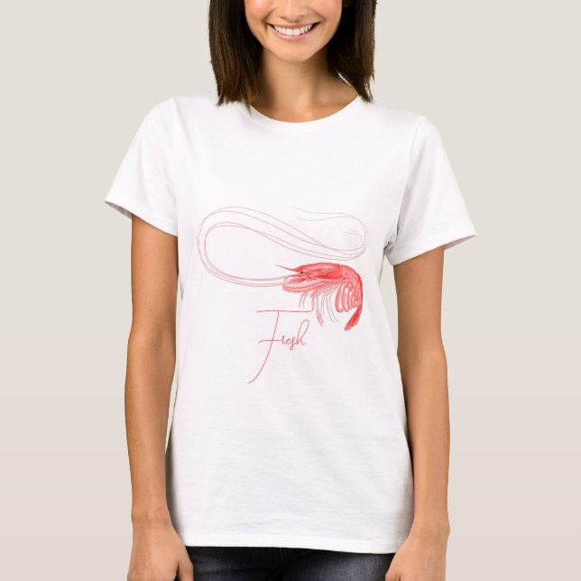 Rosa räka anpassad text t shirt (Framsida)
