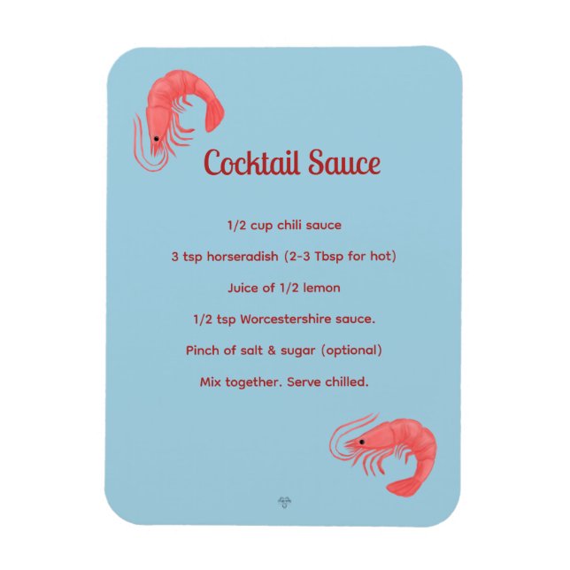 Rosa räka cocktail sås recept flexibel magnet (Vertikal)