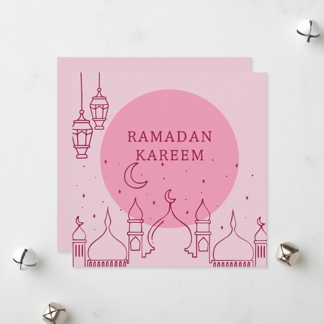 Rosa Ramadan Kareem helgdag Card Julkort (Fram/Back In Situ)
