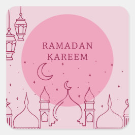 Rosa Ramadan Kareem helgdag Square Sticker Fyrkantigt Klistermärke