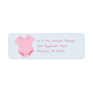 Rosa Rand Baby Romper Returadress Etikett