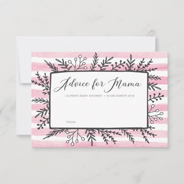 Rosa rand Baby Shower Adress for Mamma Card Inbjudningar (Framsida)
