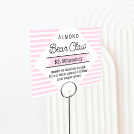 Rosa Rand Bakery Food Label Card Bordsnummer