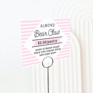 Rosa Rand Bakery Food Label Card Bordsnummer