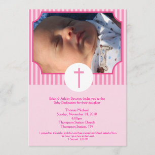 Rosa Rand Baptism Baby Dedication 5x7 foto Inbjudningar