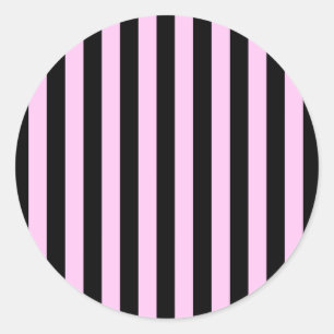 Rosa Rand, Black Rand, Stripe Mönster Runt Klistermärke
