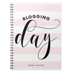 Rosa Rand Bloggdag Calligraphy Personlig Anteckningsbok