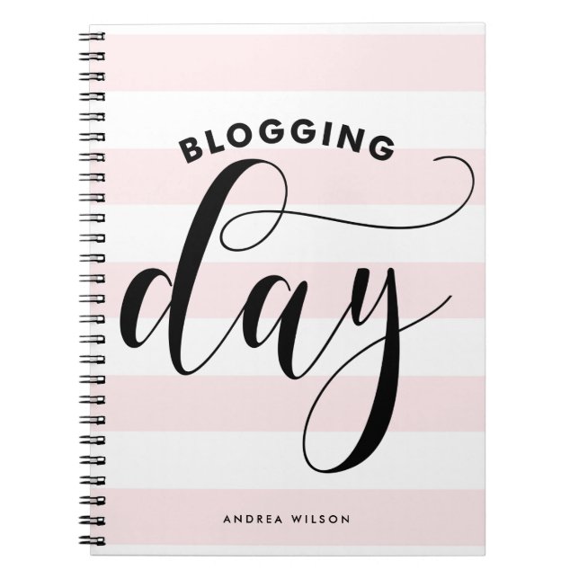Rosa Rand Bloggdag Calligraphy Personlig Anteckningsbok (Framsidan)