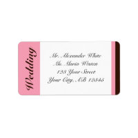 Rosa Rand Chocolate Brown Bröllop Adressetiketter