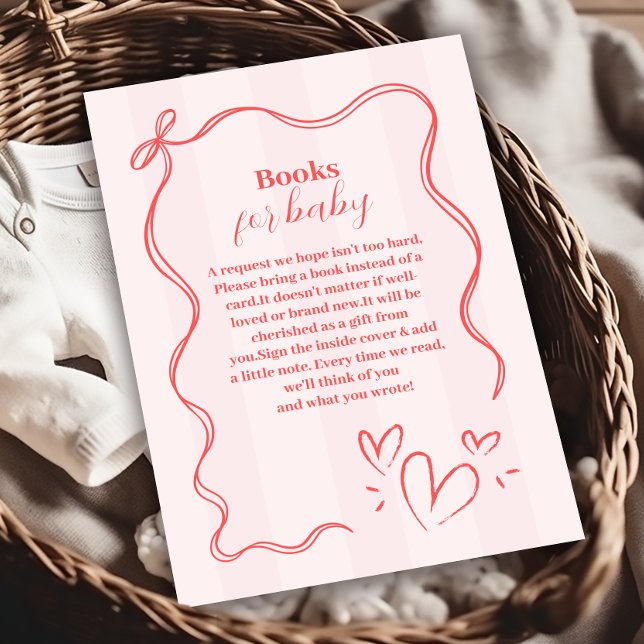 Rosa Rand Coquette Bow Bokar för Baby Tilläggskort (Skapare uppladdad)