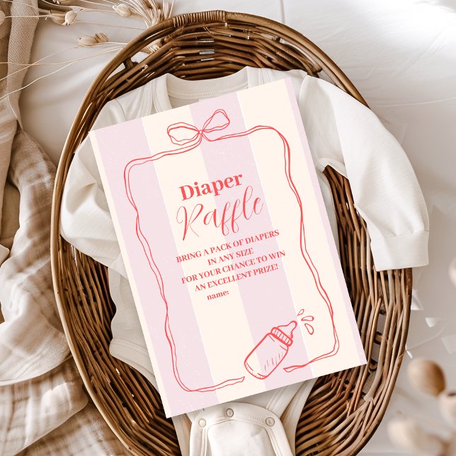 Rosa Rand Coquette Bow Diapper Raffle Tilläggskort (Skapare uppladdad)