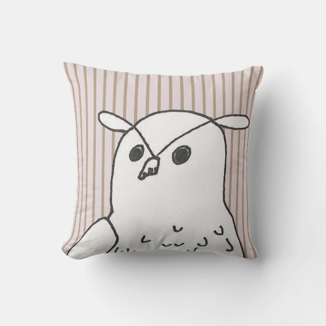 Rosa Rand Cute Bird Uggla Kudde (Framsida)