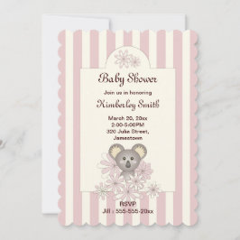 Rosa Rand Cute Koala Flicka Shower-inbjudan Inbjudningar