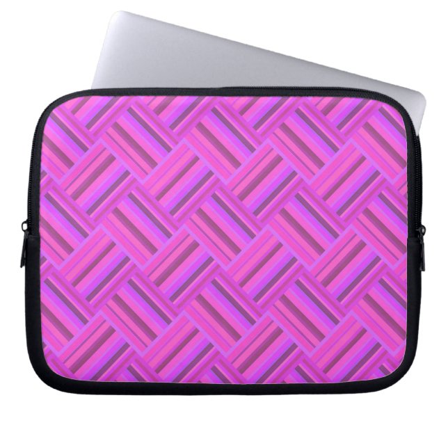 Rosa rand diagonalväv mönster laptop sleeve (Framsidan)