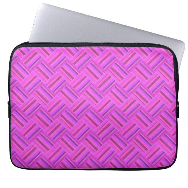Rosa rand diagonalväv mönster laptop sleeve (Framsidan)