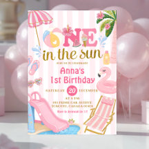 Rosa rand ett i solen Poolparty Födelsedag