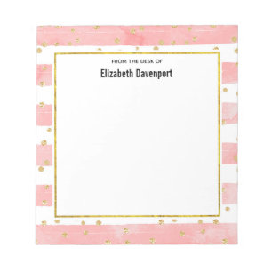 Rosa Rand Faux Guld Confetti Anteckningsblock