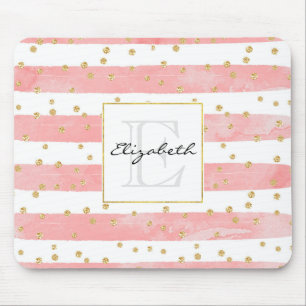 Rosa Rand Faux Guld Confetti Monogram Musmatta