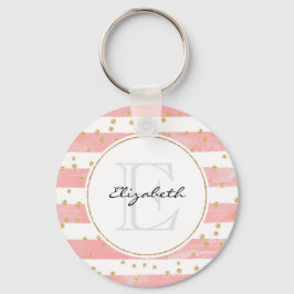 Rosa Rand | Faux Guld Confetti Monogram Nyckelring