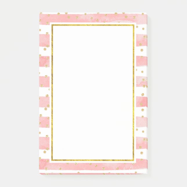 Rosa  Rand | Faux Guld Confetti Post-it Block (Framsida)